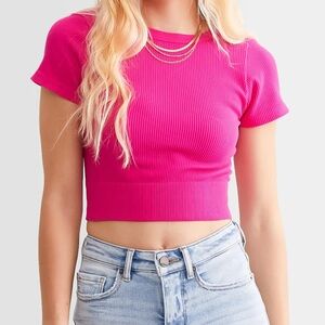 Vibrant Pink Ribbed Crop Top